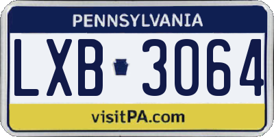 PA license plate LXB3064