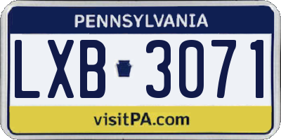 PA license plate LXB3071