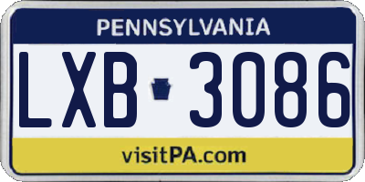 PA license plate LXB3086