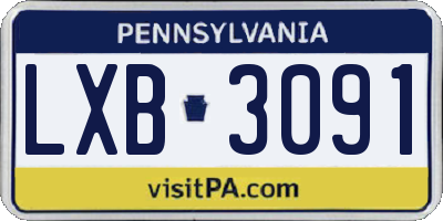 PA license plate LXB3091