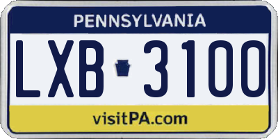 PA license plate LXB3100