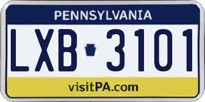 PA license plate LXB3101