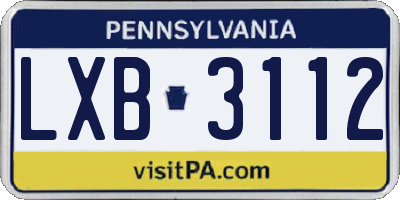 PA license plate LXB3112
