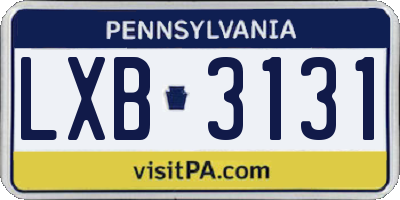 PA license plate LXB3131