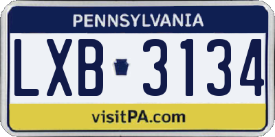 PA license plate LXB3134
