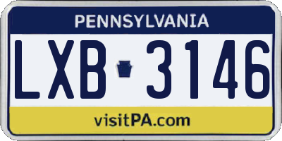 PA license plate LXB3146