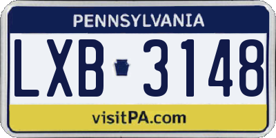 PA license plate LXB3148