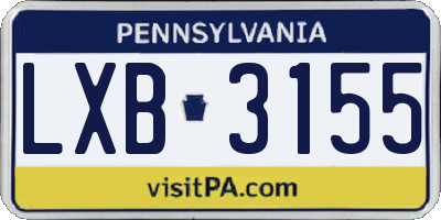 PA license plate LXB3155