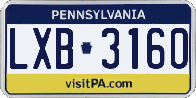PA license plate LXB3160