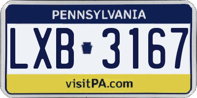 PA license plate LXB3167