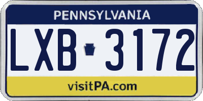PA license plate LXB3172