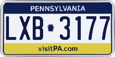 PA license plate LXB3177