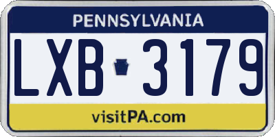 PA license plate LXB3179