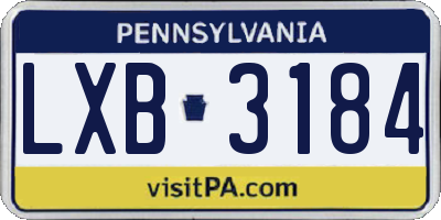 PA license plate LXB3184