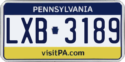 PA license plate LXB3189