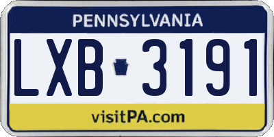 PA license plate LXB3191