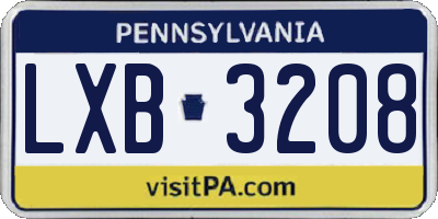 PA license plate LXB3208