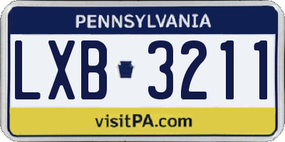 PA license plate LXB3211