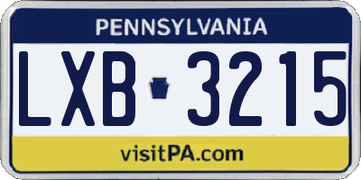 PA license plate LXB3215