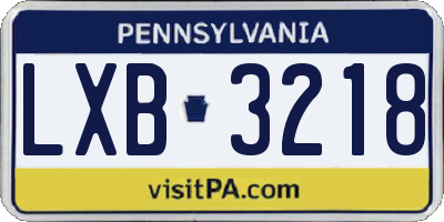 PA license plate LXB3218