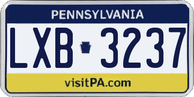 PA license plate LXB3237