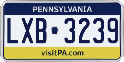 PA license plate LXB3239