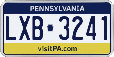 PA license plate LXB3241