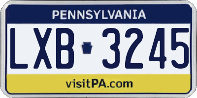 PA license plate LXB3245