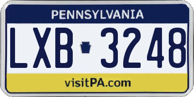 PA license plate LXB3248
