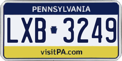 PA license plate LXB3249