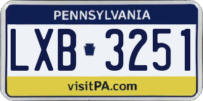 PA license plate LXB3251