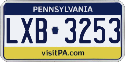 PA license plate LXB3253