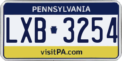 PA license plate LXB3254