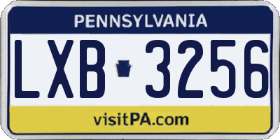 PA license plate LXB3256