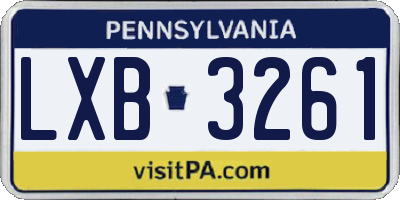 PA license plate LXB3261