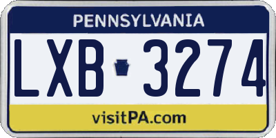 PA license plate LXB3274