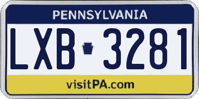 PA license plate LXB3281