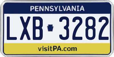PA license plate LXB3282