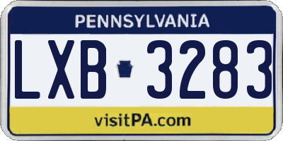 PA license plate LXB3283