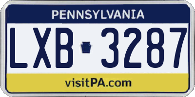 PA license plate LXB3287