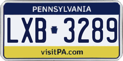 PA license plate LXB3289