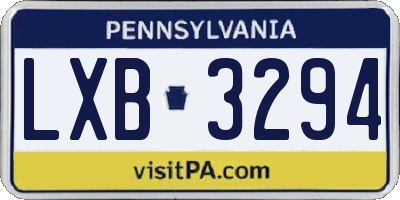 PA license plate LXB3294