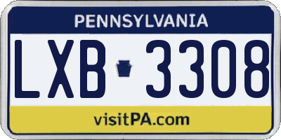 PA license plate LXB3308
