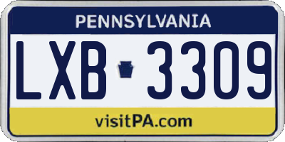 PA license plate LXB3309