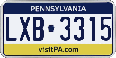 PA license plate LXB3315