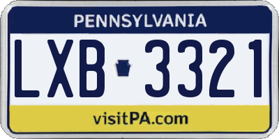 PA license plate LXB3321