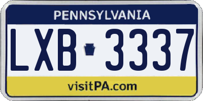 PA license plate LXB3337