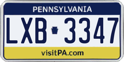 PA license plate LXB3347
