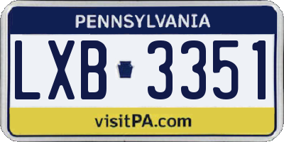 PA license plate LXB3351