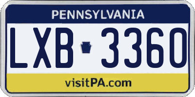 PA license plate LXB3360